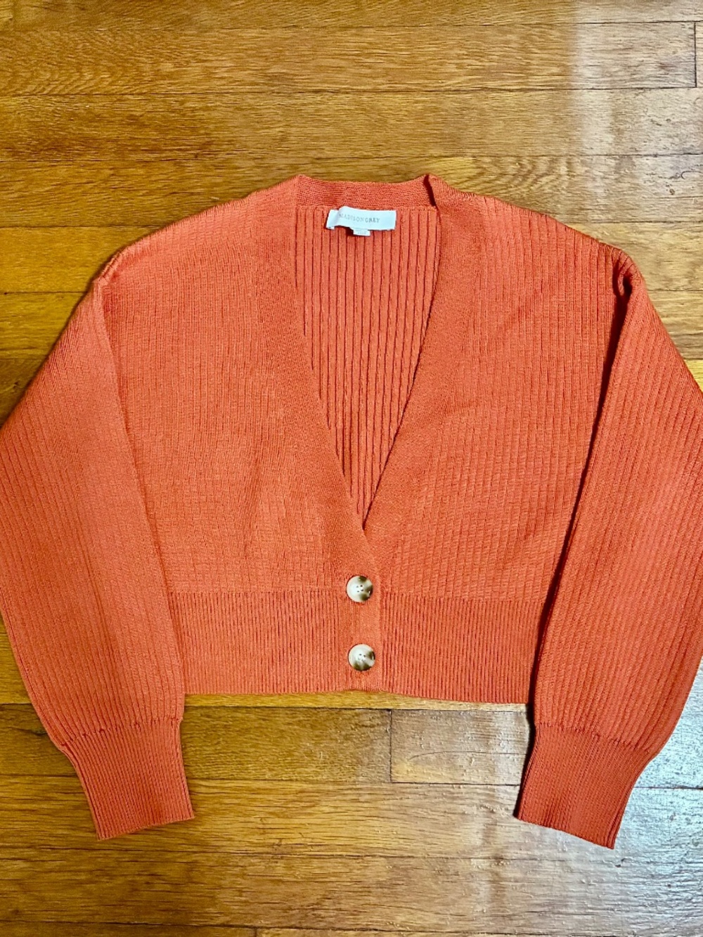 Cropped Rib Cardigan | Madison Grey - Picture 2 of 6